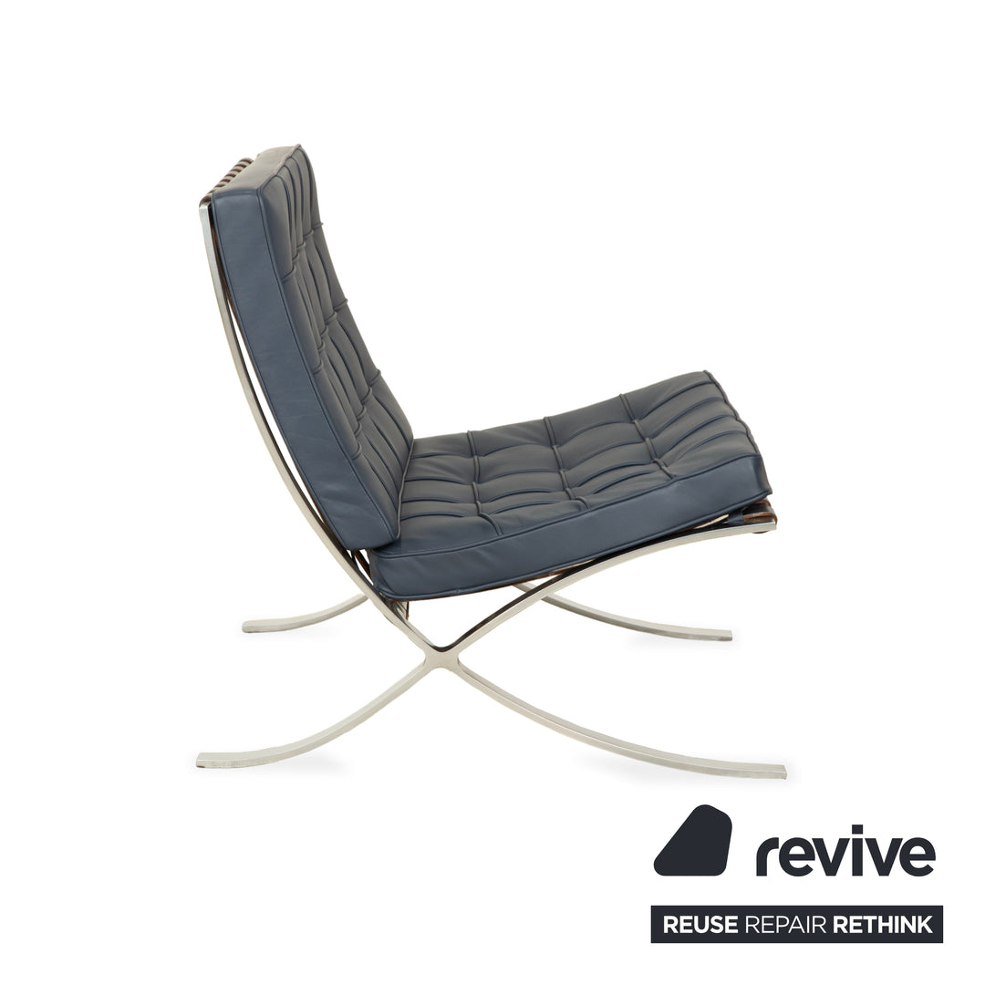 Knoll International Barcelona Chair Blue Petrol Bauhaus by Ludwig Mies van der Rohe