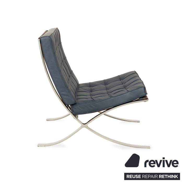 Knoll International Barcelona Chair Blue Petrol Bauhaus by Ludwig Mies van der Rohe
