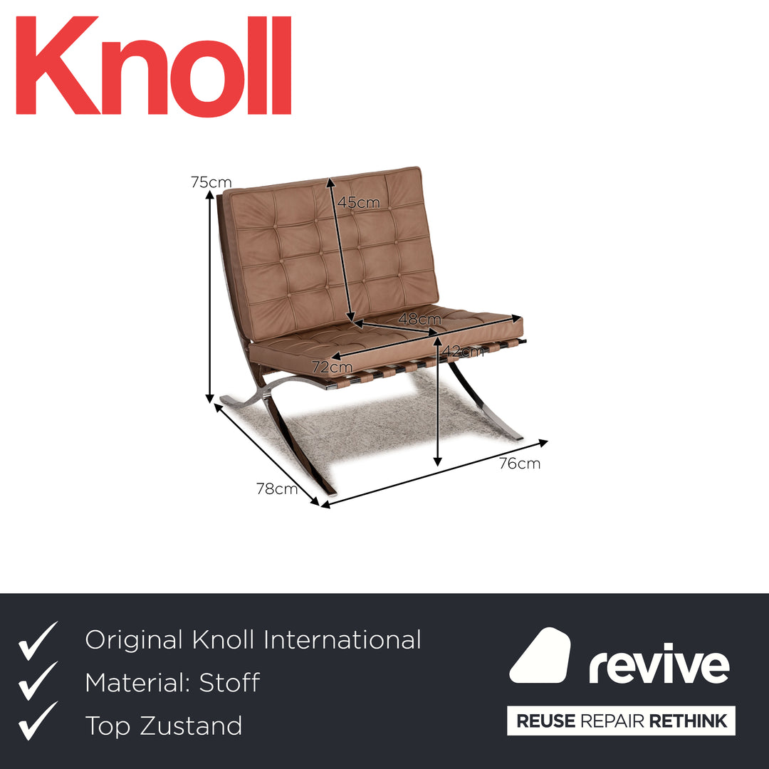 Knoll International Barcelona Chair Stoff Sessel Beige Chair Vintage Veganes Leder Neubezug