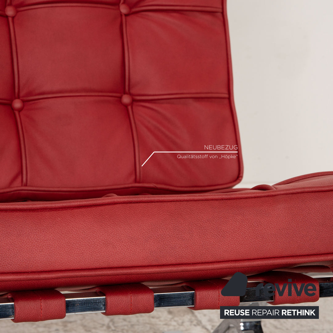 Knoll International Barcelona Chair Stoff Textilleder Sessel Rot Chair Vintage Veganes Leder Neubezug
