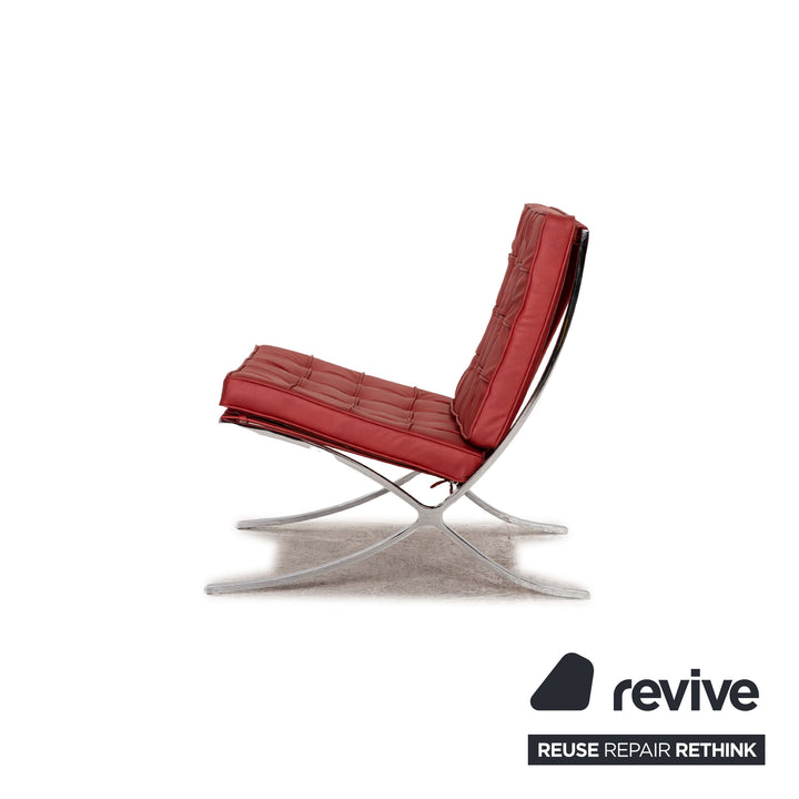 Knoll International Barcelona Chair Stoff Textilleder Sessel Rot Chair Vintage Veganes Leder Neubezug
