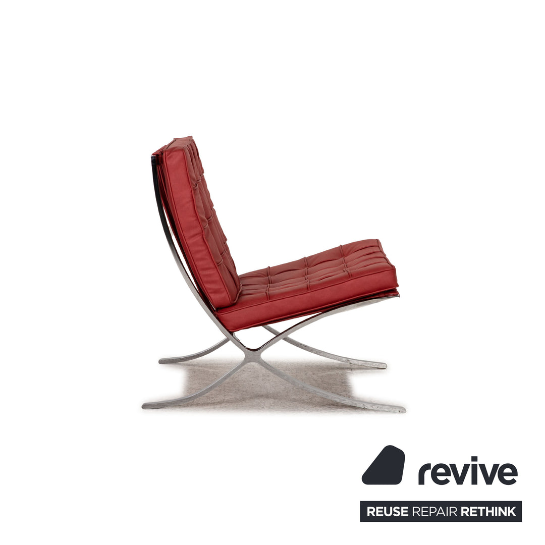 Knoll International Barcelona Chair Stoff Textilleder Sessel Rot Chair Vintage Veganes Leder Neubezug