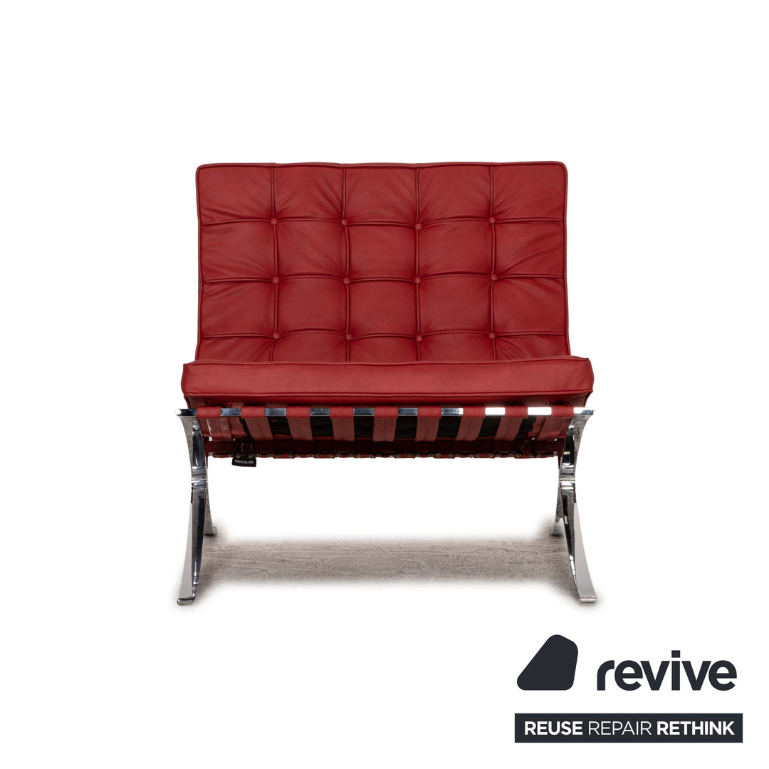 Knoll International Barcelona Chair Stoff Textilleder Sessel Rot Chair Vintage Veganes Leder Neubezug