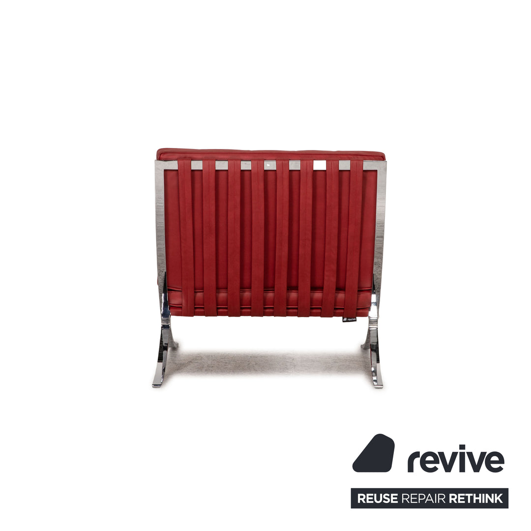 Knoll International Barcelona Chair Stoff Textilleder Sessel Rot Chair Vintage Veganes Leder Neubezug