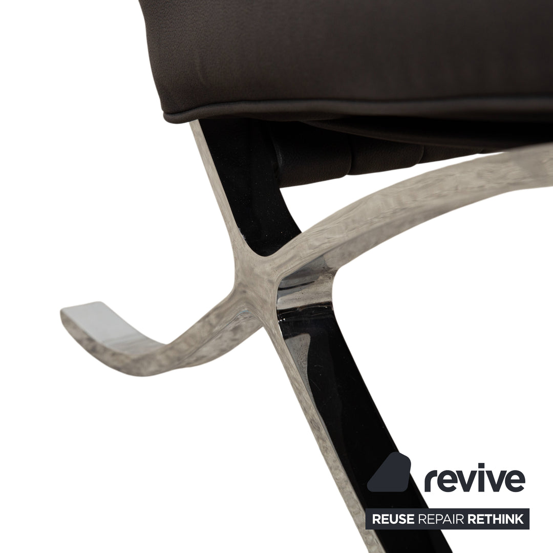 Knoll International Barcelona Chair veganes Leder Schwarz Bauhaus Neubezug GAVIN 117