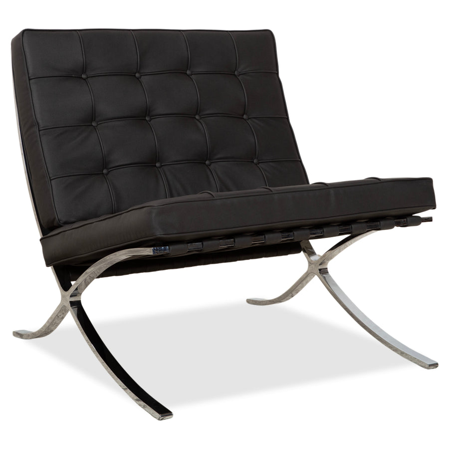 Knoll International Barcelona Chair veganes Leder Schwarz Bauhaus Neubezug GAVIN 117