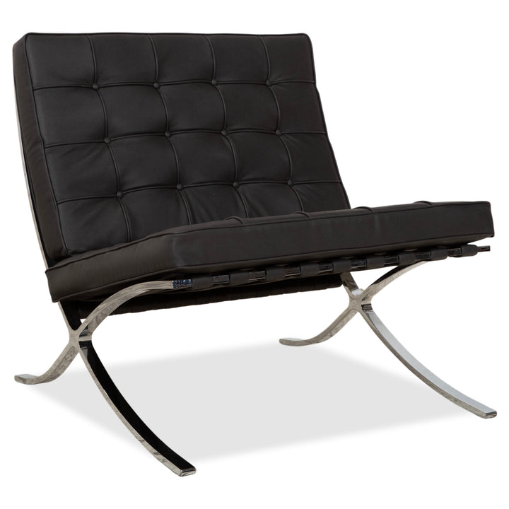 Knoll International Barcelona Chair veganes Leder Schwarz Bauhaus Neubezug GAVIN 117