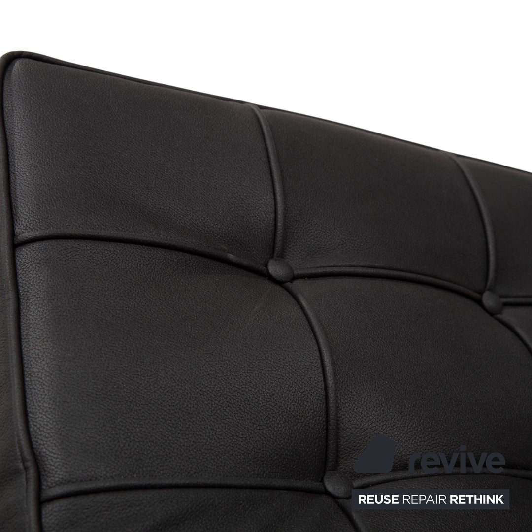 Silla Barcelona de Knoll International, cuero vegano negro, tapizado nuevo Bauhaus GAVIN 117