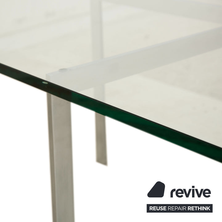 Knoll International Barcelona Glas Couchtisch Chrom