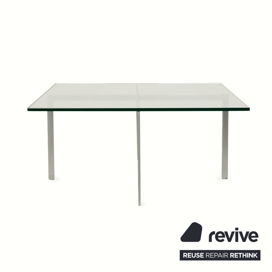 Knoll International Barcelona Glas Couchtisch Chrom