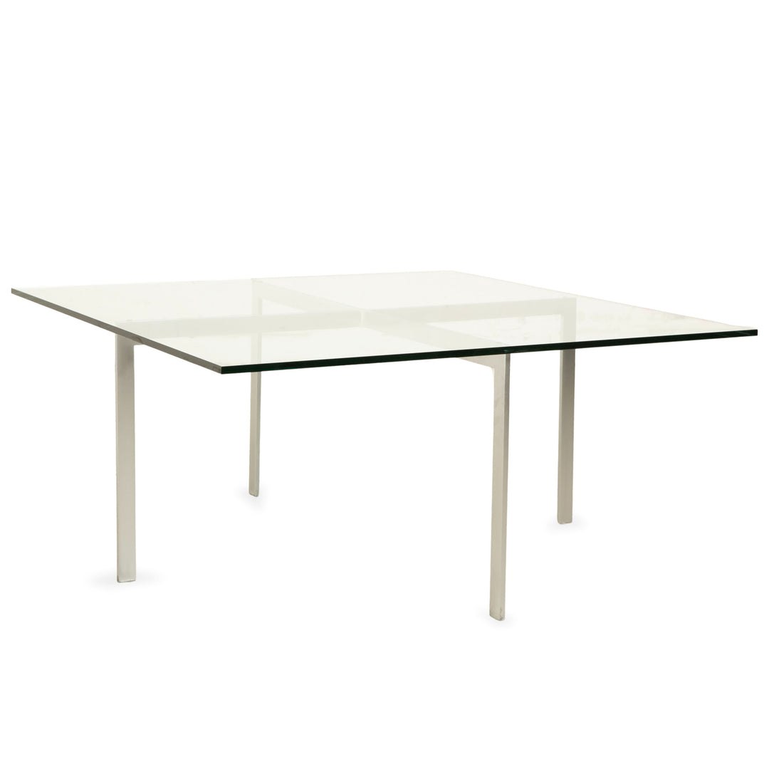 Knoll International Barcelona Glas Couchtisch Chrom