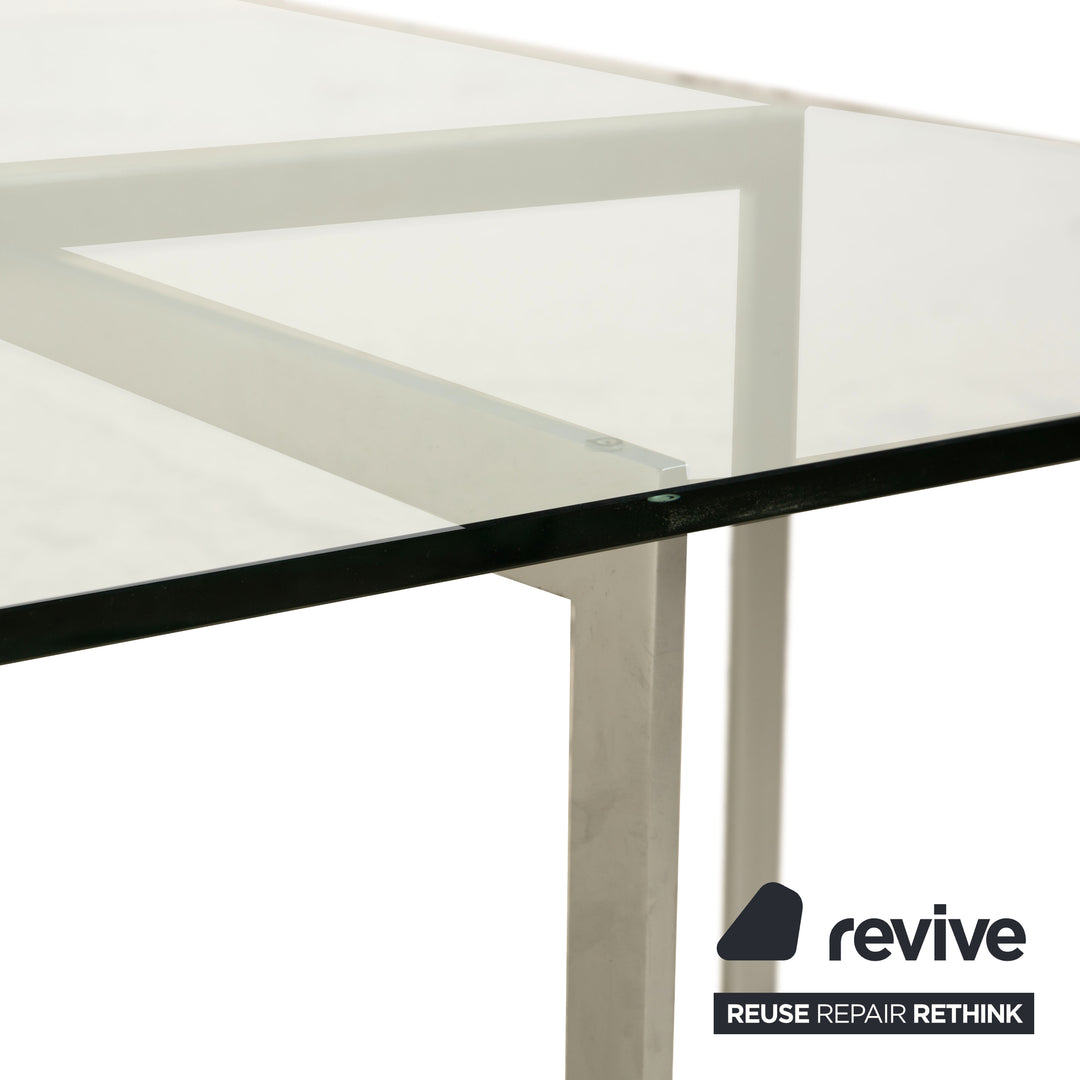 Knoll International Barcelona Glas Couchtisch Chrom