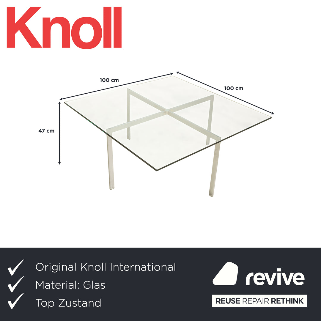 Knoll International Barcelona Glass Coffee Table Chrome