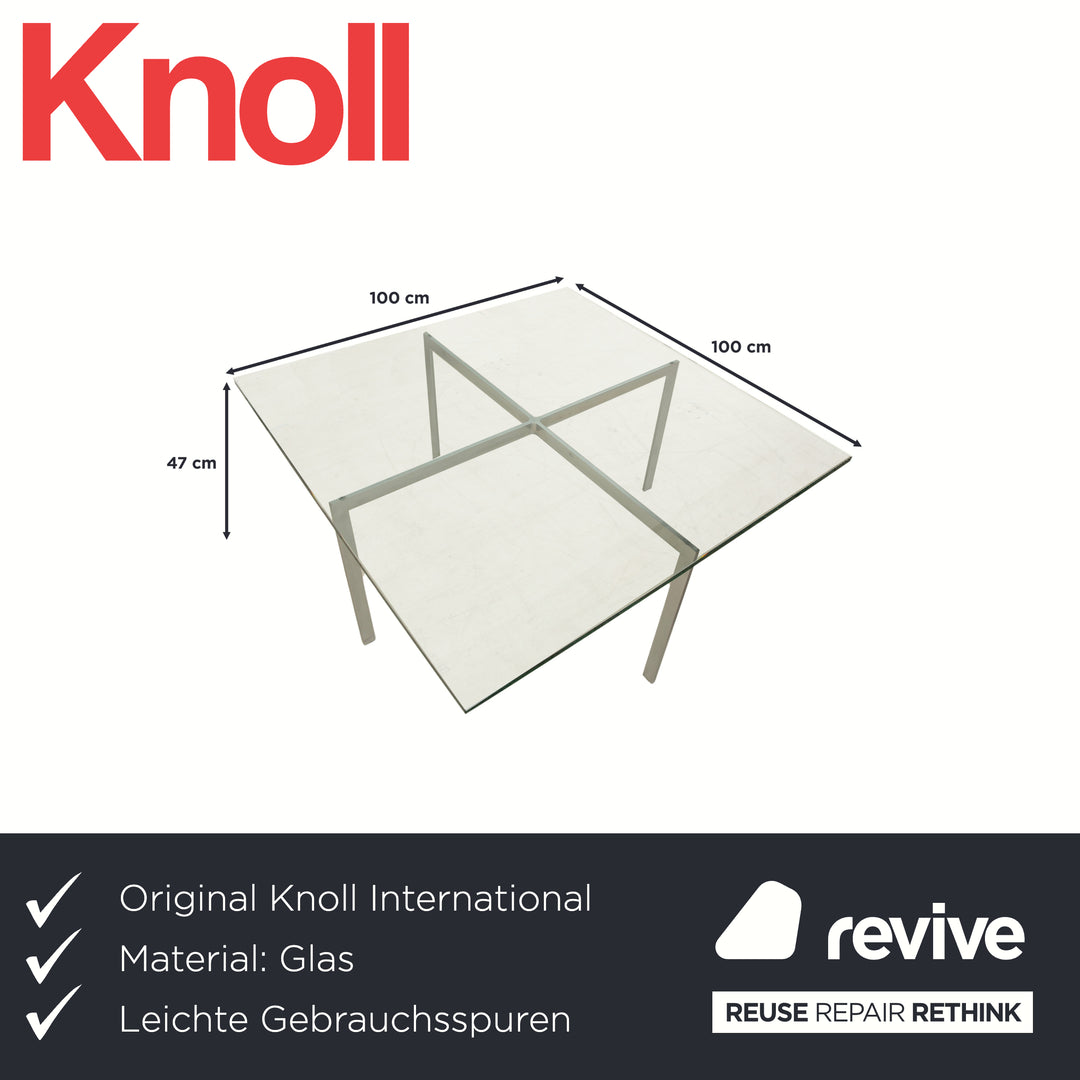 Knoll International Barcelona Glas Couchtisch Chrom