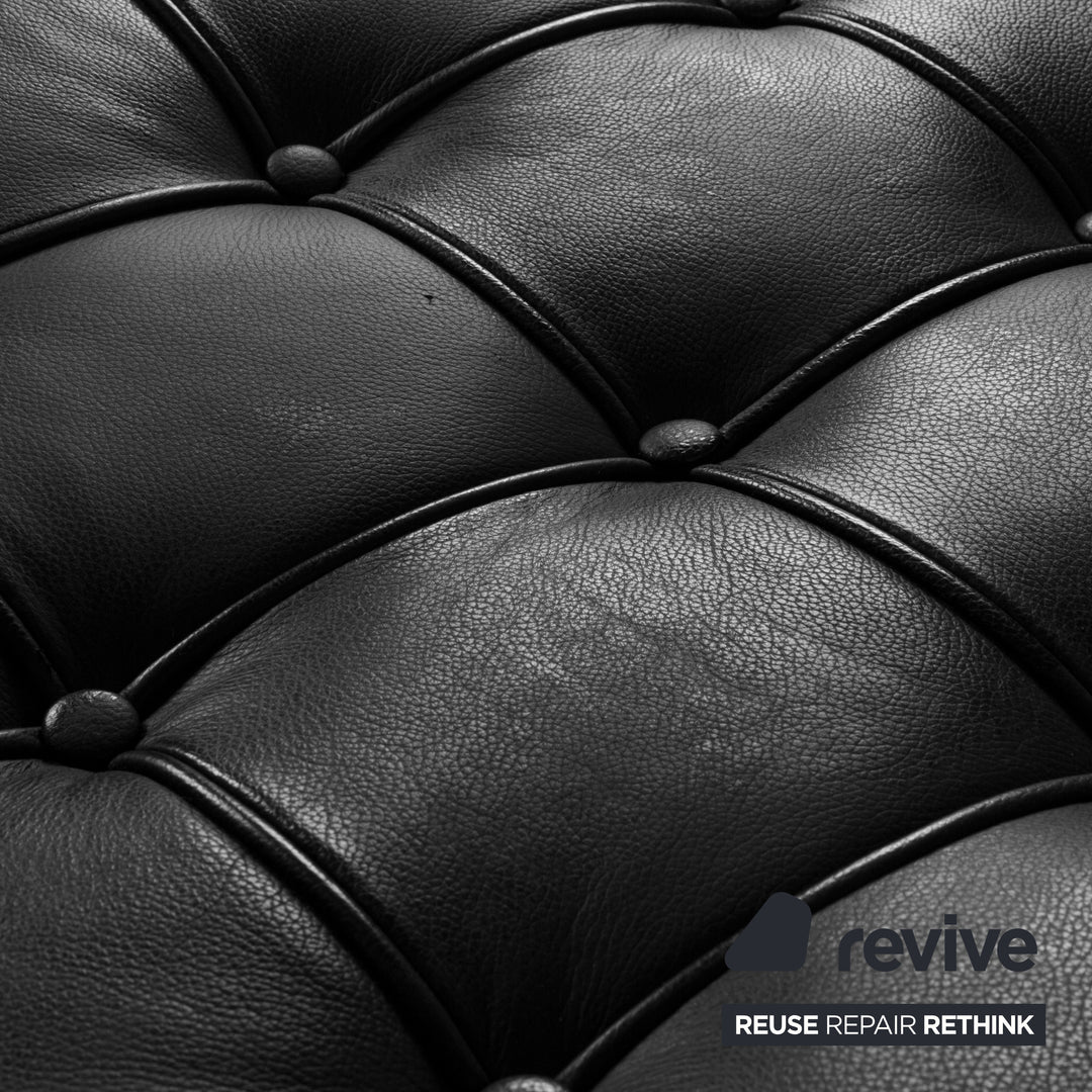 Knoll International Barcelona Leather Stool Black Bauhaus