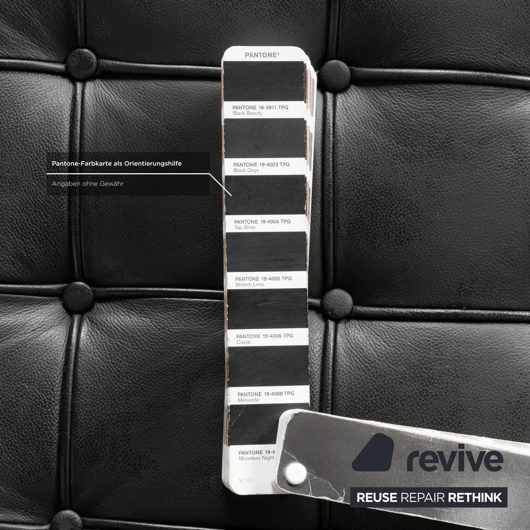 Knoll International Barcelona Leather Stool Black Bauhaus