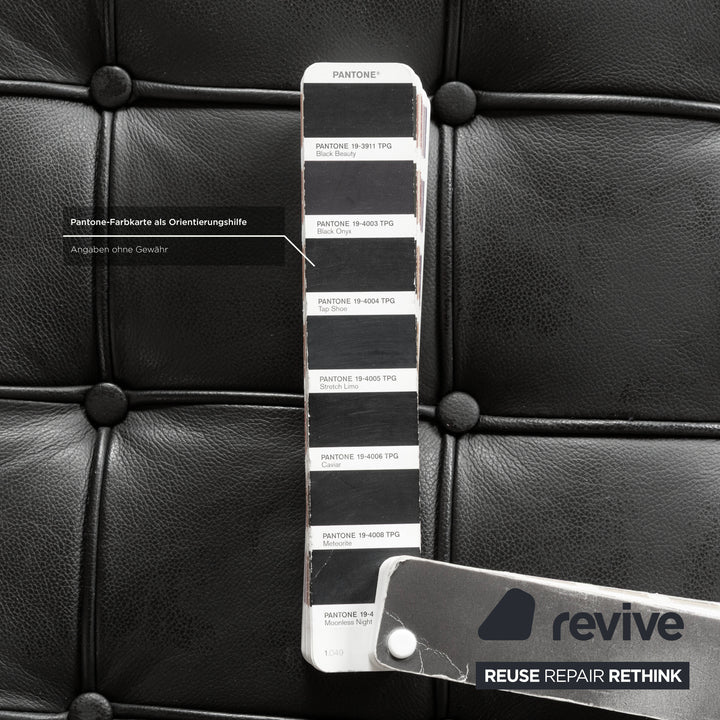 Knoll International Barcelona Leather Stool Black Bauhaus