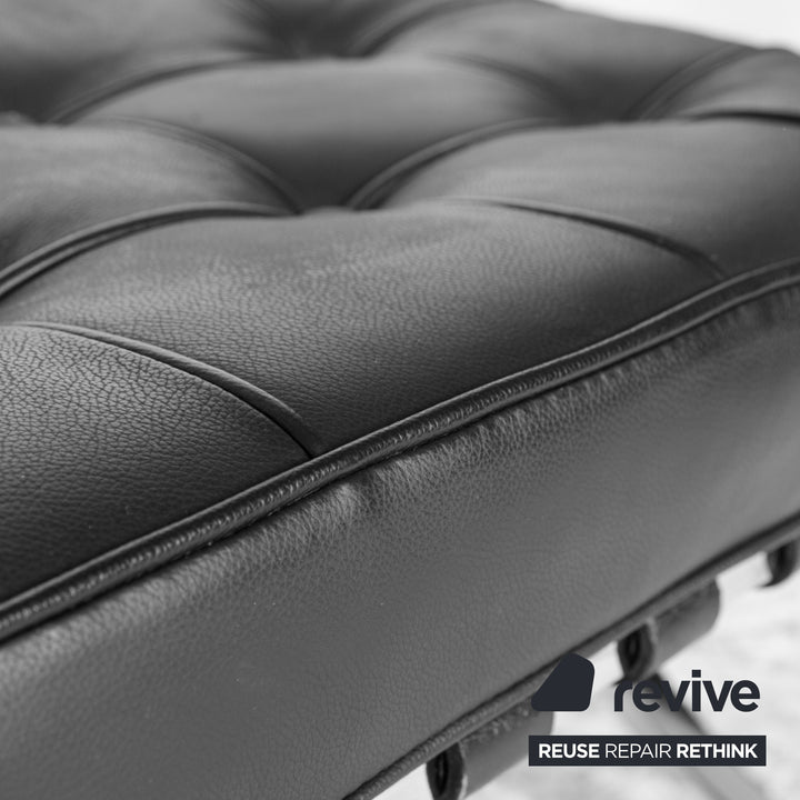 Knoll International Barcelona Leather Stool Black Bauhaus
