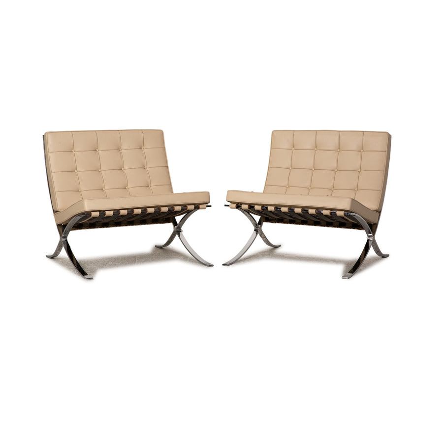 Knoll International Barcelona leather armchair set cream