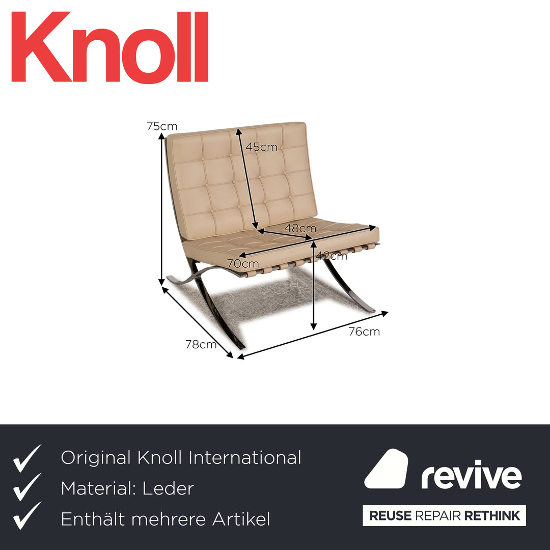 Knoll International Barcelona Leder Sessel Garnitur Creme