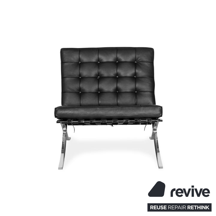 Knoll International Barcelona Leather Armchair Black Bauhaus