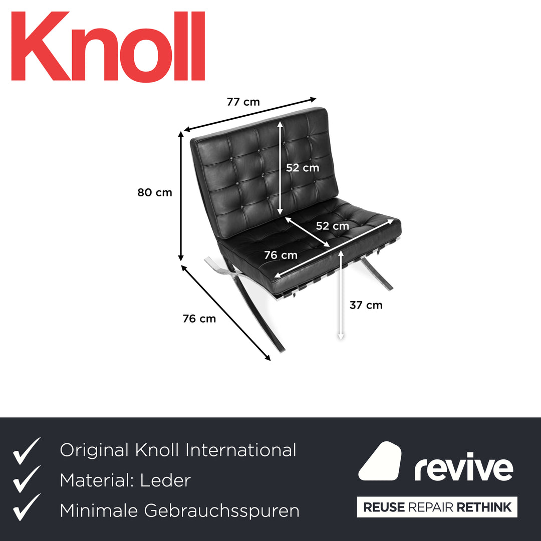 Knoll International Barcelona Leather Armchair Black Bauhaus