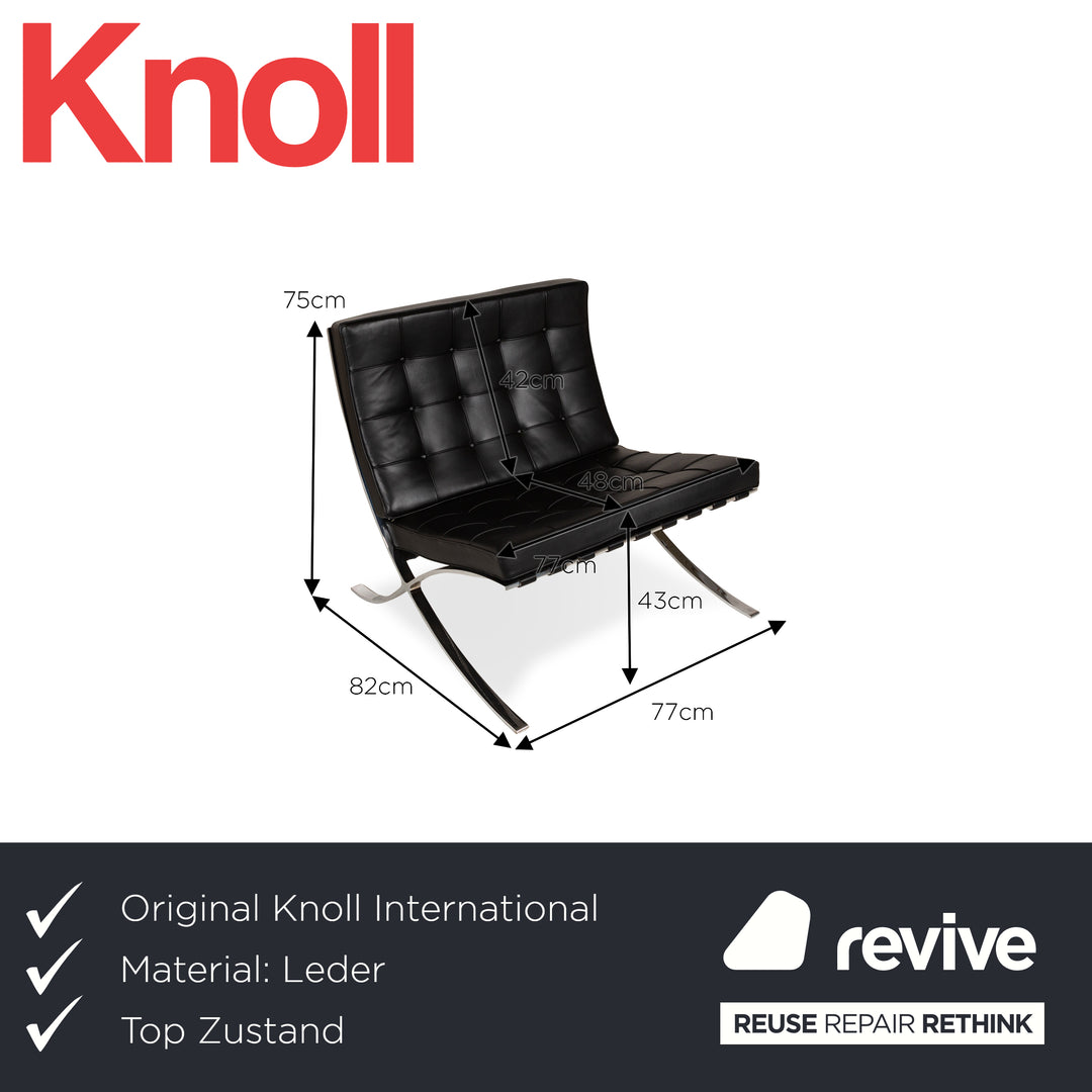 Knoll International Barcelona Chair Leather Armchair Black Bauhaus by Ludwig Mies van der Rohe