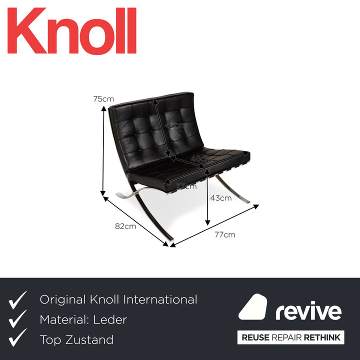 Knoll International Barcelona Leder Stuhl Schwarz Bauhaus