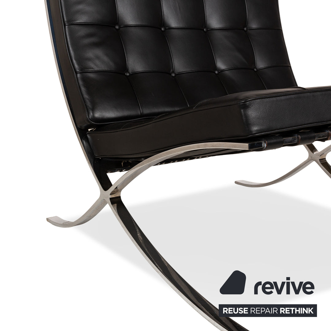 Knoll International Barcelona Chair Leather Armchair Black Bauhaus by Ludwig Mies van der Rohe