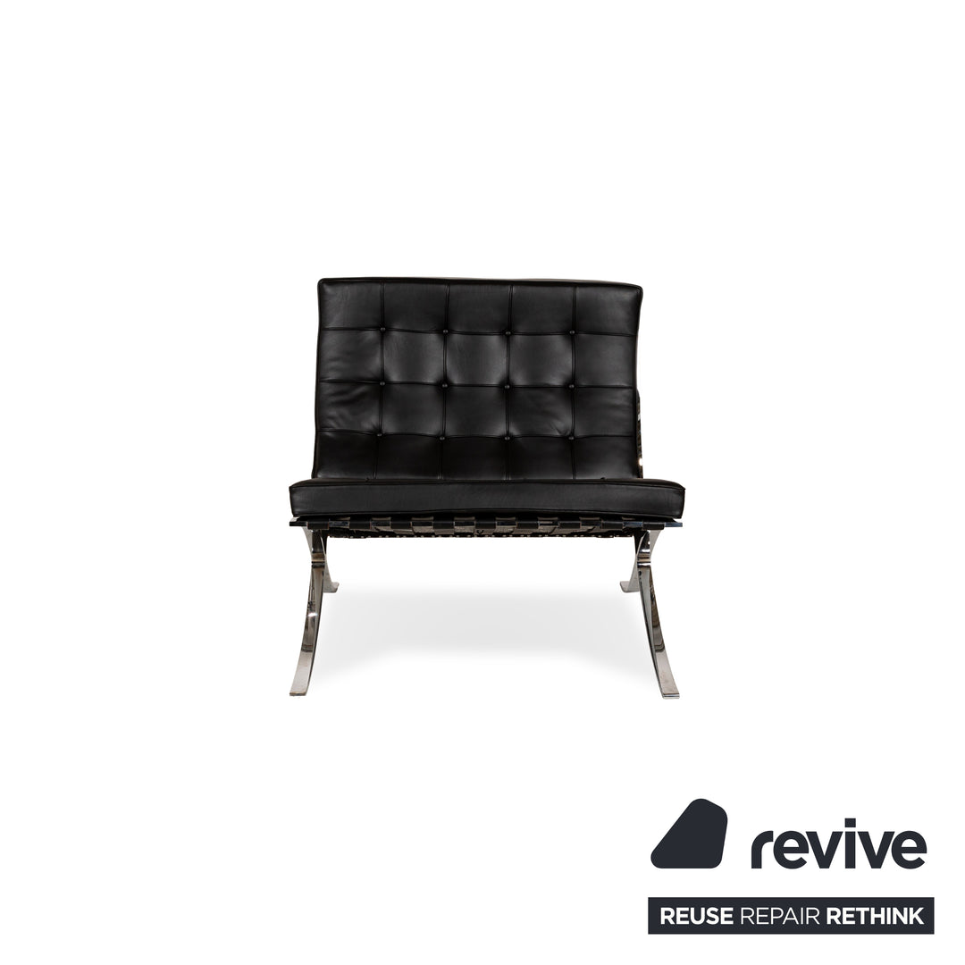 Knoll International Barcelona Chair Leather Armchair Black Bauhaus by Ludwig Mies van der Rohe