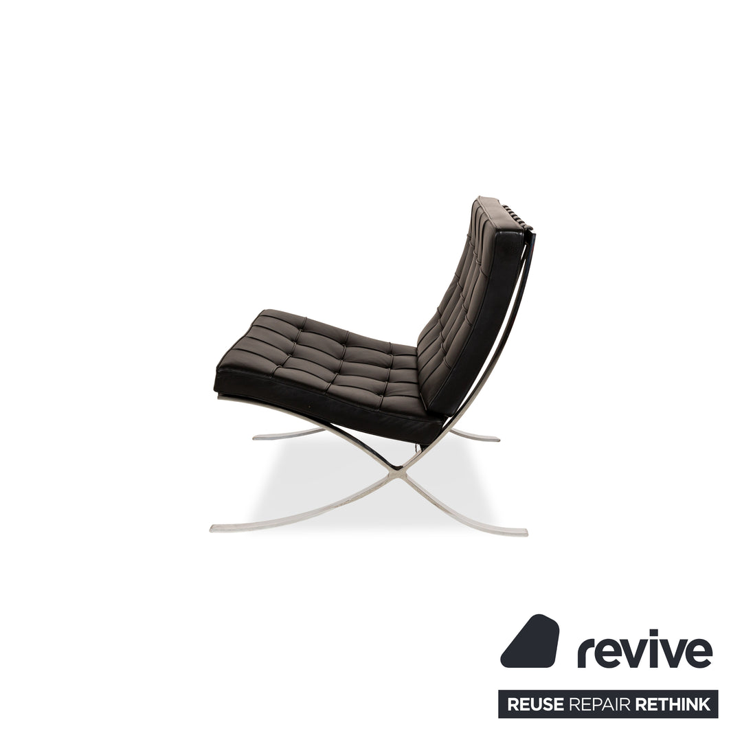 Knoll International Barcelona Chair Leather Armchair Black Bauhaus by Ludwig Mies van der Rohe