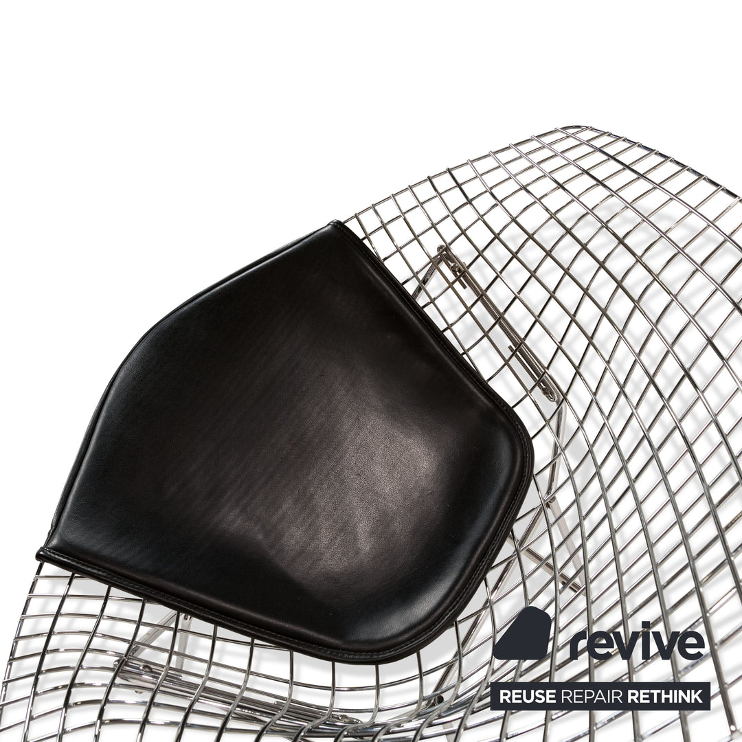 Knoll International Bertoia Chair Leder Sessel Schwarz Metall