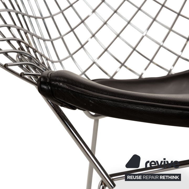 Knoll International Bertoia Chair Leder Sessel Schwarz Metall