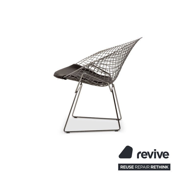 Knoll International Bertoia Chair Leder Sessel Schwarz Metall