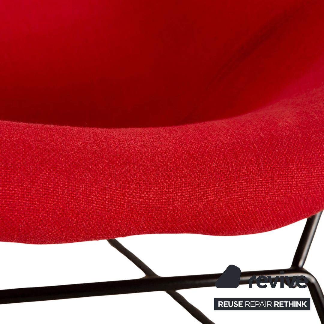 Knoll International Bird Chair Stoff Sessel Rot inkl. Hocker Neubezug