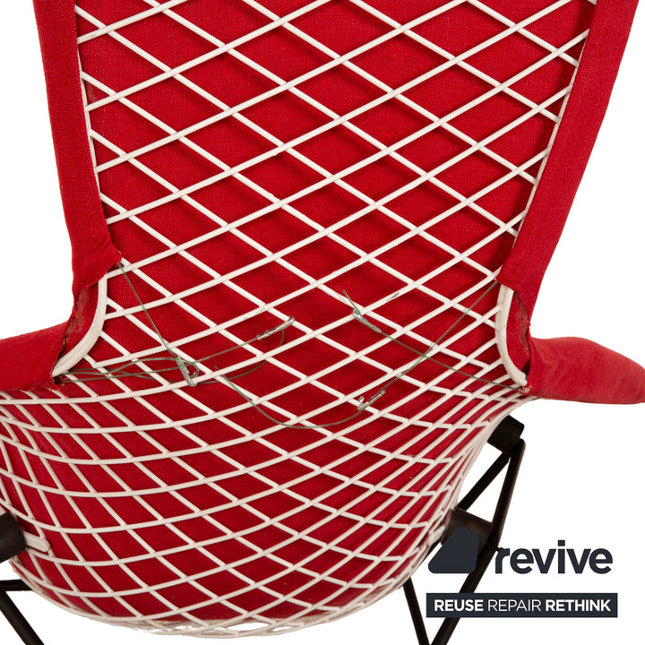 Knoll International Bird Chair Fabric Armchair Red incl. Stool New Cover