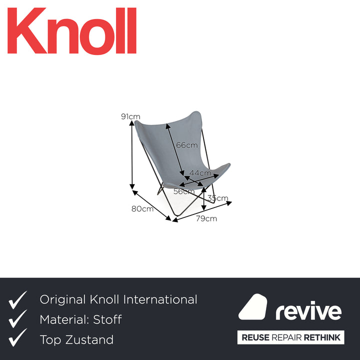 Knoll International Fauteuil en tissu Butterfly bleu bleu gris