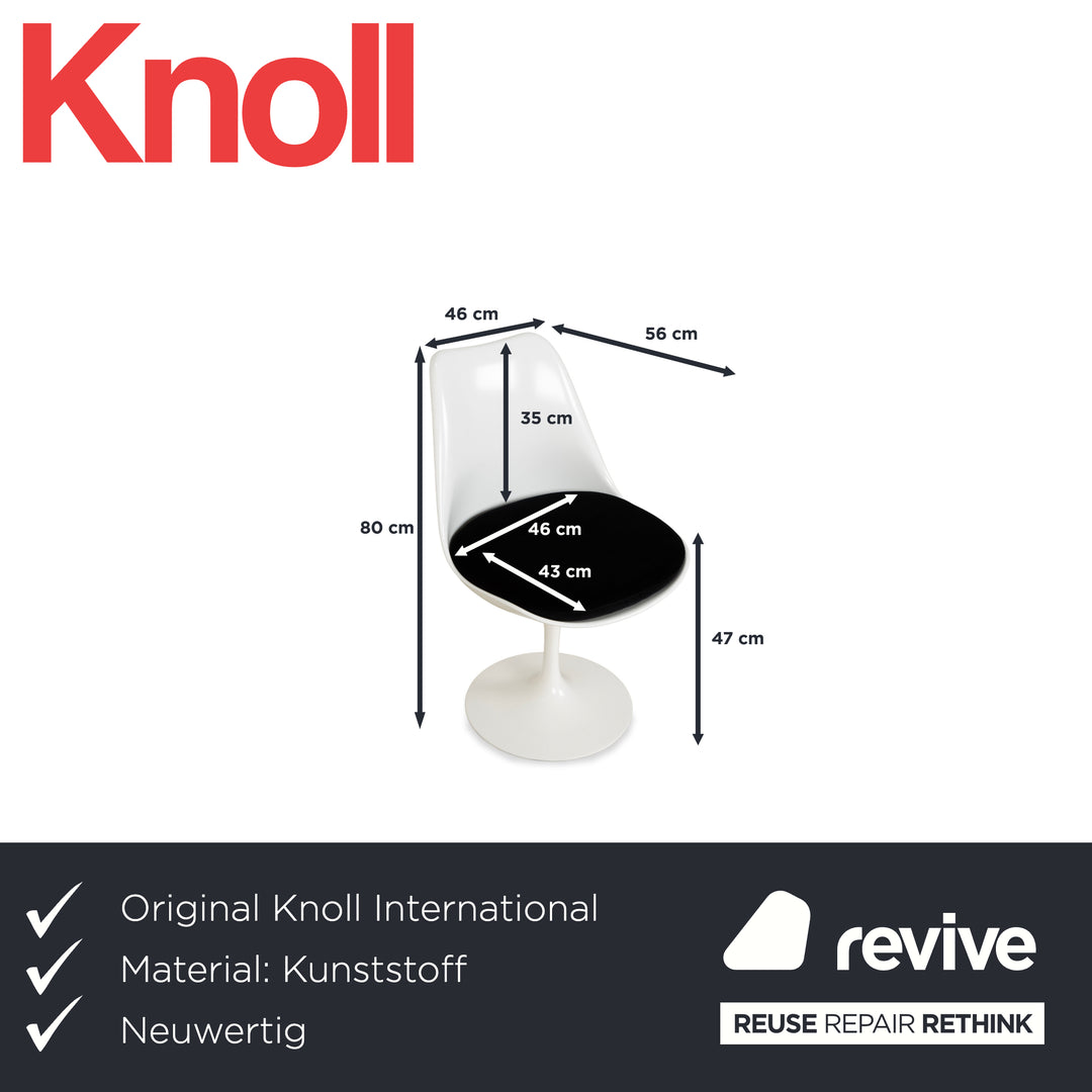 Knoll International Saarinen Tulip Plastic Chair White Original