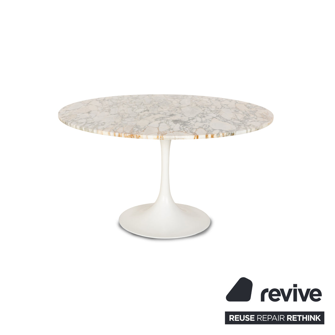 Knoll International Saarinen Tulip Marble Stone Dining Table White 130 x 130 x 72 cm