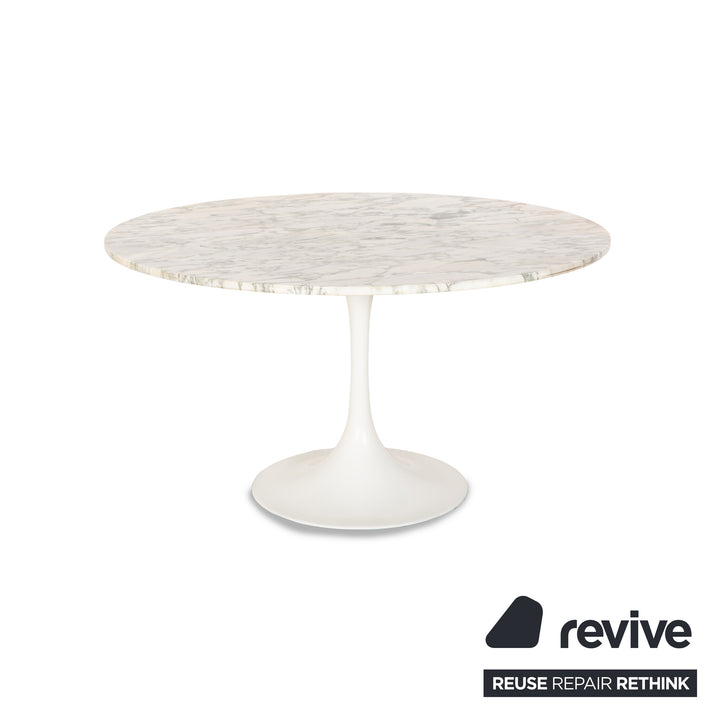Knoll International Saarinen Tulip Marble Stone Dining Table White 130 x 130 x 72 cm