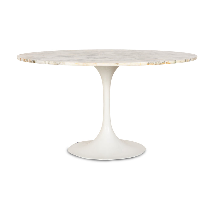 Knoll International Table de salle à manger Saarinen Tulip en pierre de marbre blanc 130 x 130 x 72 cm