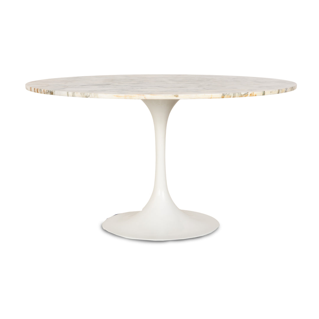 Knoll International Saarinen Tulip Marble Stone Dining Table White 130 x 130 x 72 cm