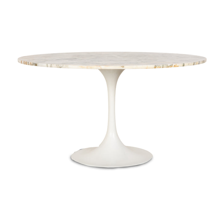 Knoll International Saarinen Tulip Marble Stone Dining Table White 130 x 130 x 72 cm