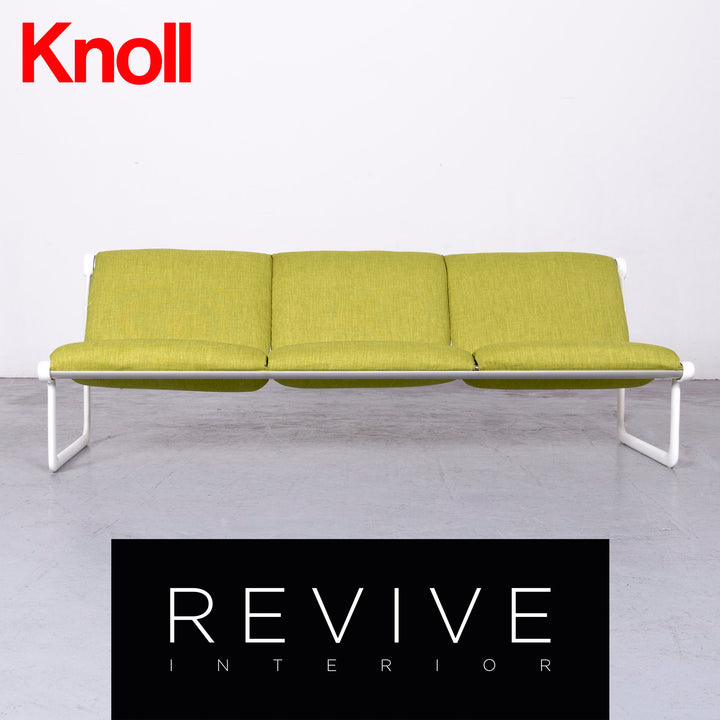 Knoll International Sling Designer Fabric Sofa Green Three-Seater Couch Bench #6690