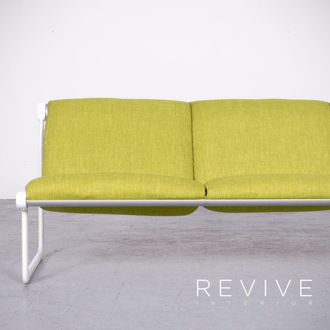 Knoll International Sling Designer Fabric Sofa Green Three-Seater Couch Bench #6690