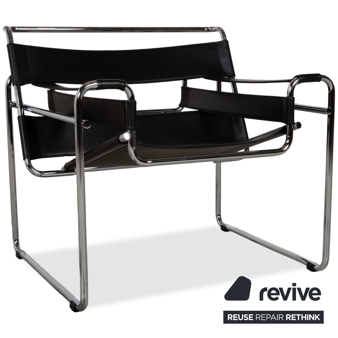 Knoll International Wassily Chair Leder 2x Sessel Schwarz Stuhl Marcel Breuer