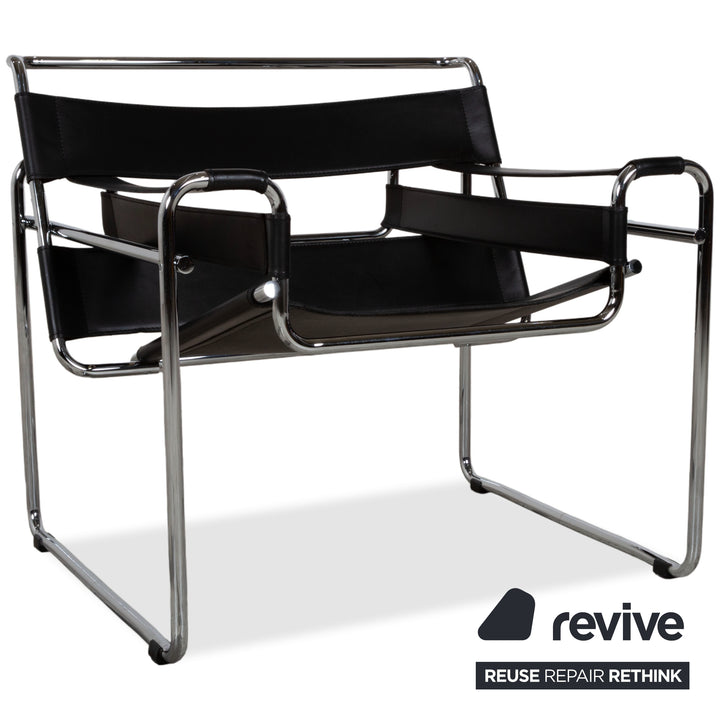 Knoll International Wassily Chair Leder 2x Sessel Schwarz Stuhl Marcel Breuer