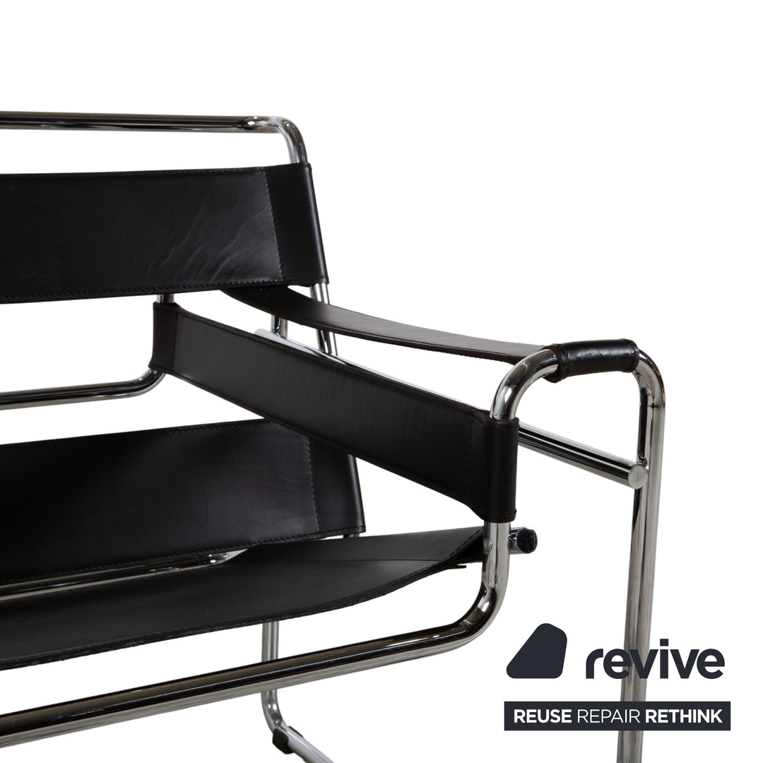 Knoll International Wassily Chair Leder 2x Sessel Schwarz Stuhl Marcel Breuer