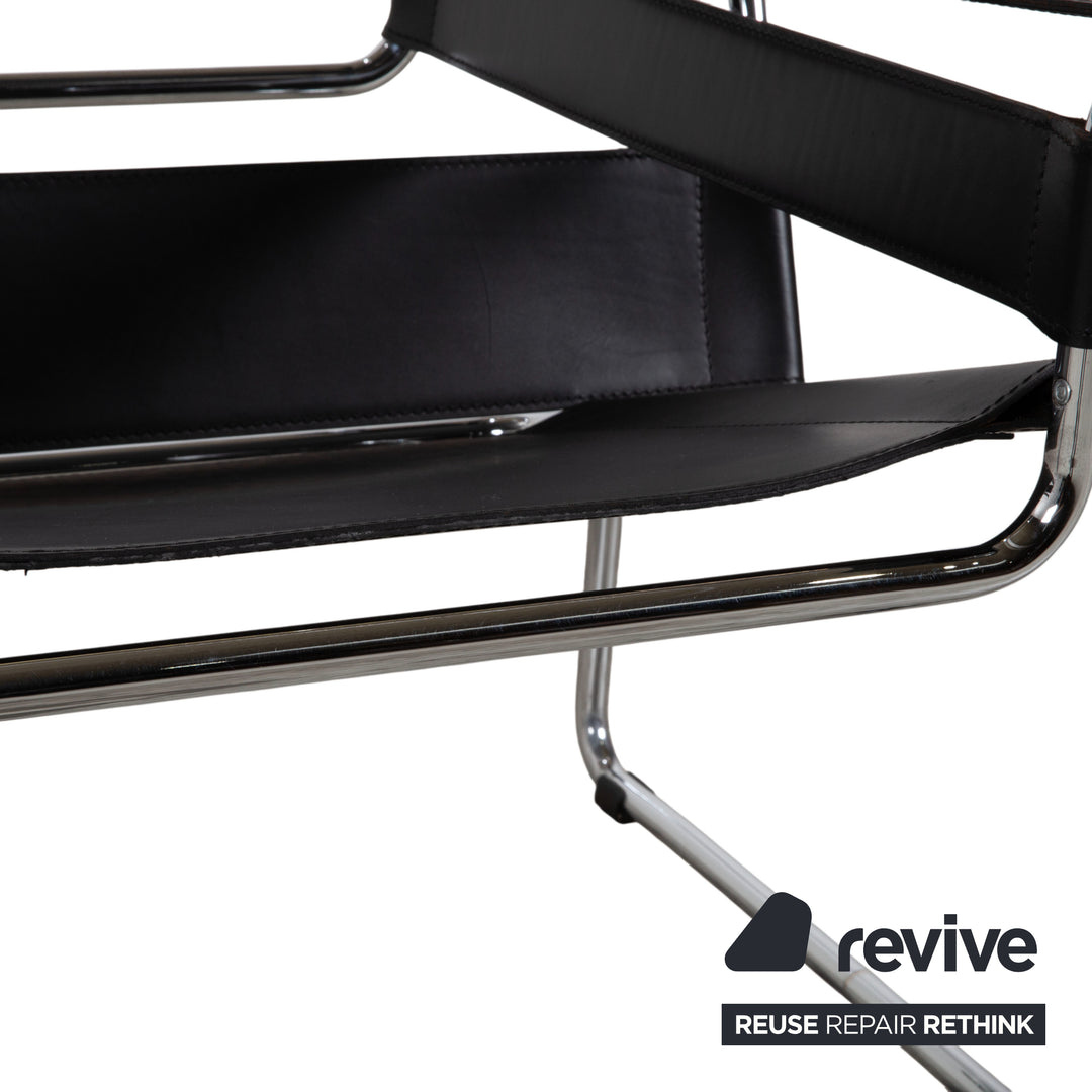Knoll International Wassily Chair Leder 2x Sessel Schwarz Stuhl Marcel Breuer