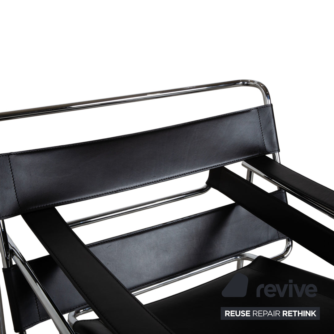 Knoll International Wassily Chair Leder 2x Sessel Schwarz Stuhl Marcel Breuer